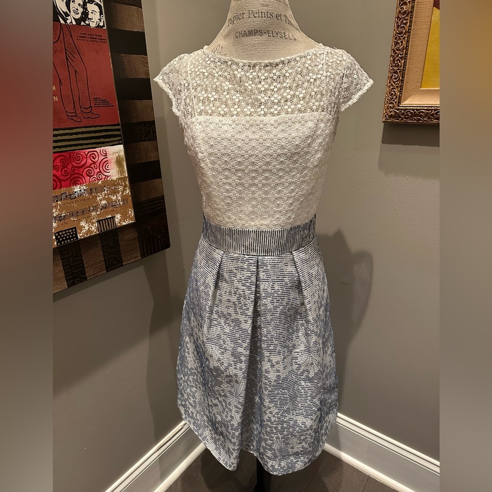 LIKE NEW Kay Unger Lace and Striped Party Dress w/Sparkle!